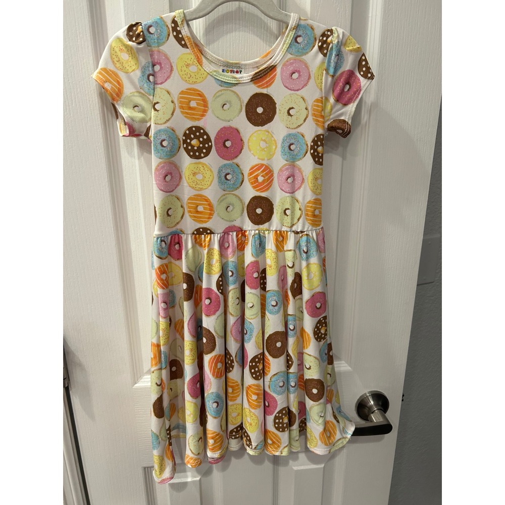 DotDotSmile Kids‎ Girls Donut Print Short Sleeve Twirl Dress Multi 5/6 k7014